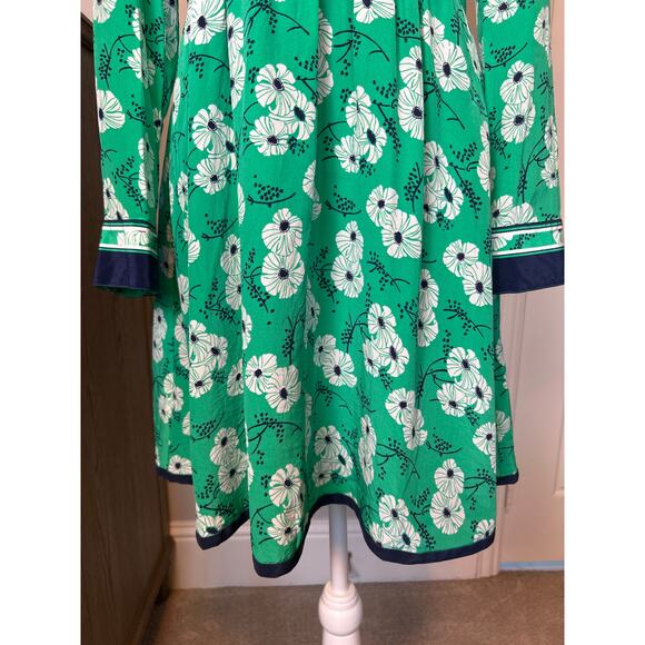 Draper James | Green/Blue Floral Button Front Long Sleeve Shirt Dress | 6 - Picture 8 of 17